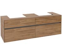 Villeroy & Boch Collaro Meuble sous-lavabo, pour 2 lavabos, montage mural, 1600x548x500mm, C02100RH, C02100RH, Colorazione: Fronte/cassa: Quercia Kansas, manico: Grafite