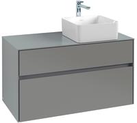 Villeroy & Boch Collaro Meuble sous-lavabo, suspendu, 2 tiroirs, lavabo à droite, 1000x548x500mm, C04000RK, C04000RK, Colorazione: Frontale/carcassa: Rovere di pietra, Maniglia: Grafite