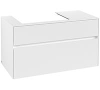 Villeroy & Boch Collaro Meuble sous-lavabo, suspendu, 2 tiroirs, lavabo à gauche, 1000x548x500mm, C01700MS, C01700MS, Colorazione: Fronte/cassa: bianco opaco, manico: bianco opaco