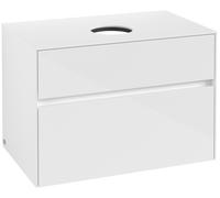 Villeroy & Boch Collaro Meuble sous-lavabo, suspendu, 2 tiroirs, lavabo au centre, 800x548x500mm, C03700DH, C03700DH, Colorazione: Fronte/cassa: Bianco lucido, maniglia: Bianco opaco