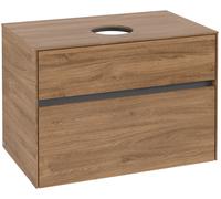 Villeroy & Boch Collaro Meuble sous-lavabo, suspendu, 2 tiroirs, lavabo au centre, 800x548x500mm, C03700RH, C03700RH, Colorazione: Fronte/cassa: Quercia Kansas, manico: Grafite