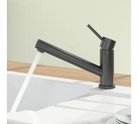 Villeroy & Boch Como Window rubinetto da cucina per installazione sottofinestra, orientabile, estraibile, 92580005, Como Window nero spazzolato [Rubinetteria da Cucina > Rubinetti da Cucina per Instal