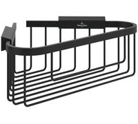 Villeroy & Boch Elements - Canestro doccia angolare angolare per montaggio a parete, mensola per doccia angolare in zinco, accessori doccia, 260 x 206 x 82 mm, nero opaco