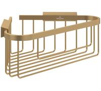 Villeroy & Boch Elements - Canestro doccia angolare per montaggio a parete, mensola angolare per doccia in zinco, accessori doccia, 260 x 206 x 82 mm, oro