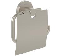 Villeroy & Boch Elements - Porta carta igienica con coperchio, per montaggio a parete, porta rotolo in zinco, porta carta igienica rotondo, in nichel spazzolato opaco