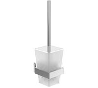 Villeroy & Boch Elements - Set scopino per WC Striking, porta spazzola per WC per montaggio a parete, set spazzola WC con portascopino in vetro satinato, quadrato, cromato