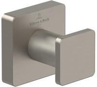 Villeroy & Boch Elements - Striking - Gancio per asciugamani da parete, gancio da parete in ottone, accessori da bagno, rettangolare, 45 x 44 x 45 mm, nichel spazzolato opaco