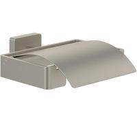 Villeroy & Boch Elements Striking - Porta carta igienica con coperchio, per montaggio a parete, porta rotolo in ottone, porta carta igienica rettangolare, in nichel spazzolato opaco