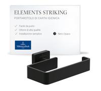 Villeroy & Boch Elements Striking porta rotolo, TVA152014000K5, Elements Striking nero opaco [Accessori Bagno > Porta Rotolo]