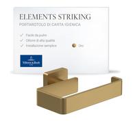 Villeroy & Boch Elements Striking portarotolo, quadrato - Oro | Villeroy & Boch Elements Striking portarotolo, quadrato - Oro, Senza coperchio, per un facile montaggio a parete, in ottone