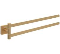Villeroy & Boch Elements - Striking Portasciugamani a due bracci, porta asciugamani da bagno per montaggio a parete, in ottone, rettangolare, lunghezza 410 mm, oro spazzolato