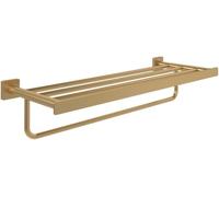 Villeroy & Boch Elements - Striking Portasciugamani con ripiano per montaggio a parete, portasciugamani con asta per asciugamani, lunghezza 595 mm, rettangolare, oro spazzolato