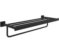 Villeroy & Boch Elements - Striking Portasciugamani con ripiano per montaggio a parete, portasciugamani con asta per asciugamani, lunghezza 595 mm, rettangolare, nero opaco