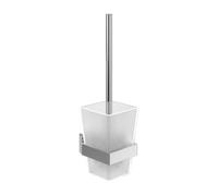 Villeroy & Boch Elements - Set scopino per WC Striking, porta spazzola per WC per montaggio a parete, set spazzola WC con portascopino in vetro satinato, quadrato, cromato