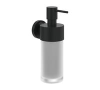 Villeroy & Boch Elements - Dispenser di sapone tender, dosatore per sapone da bagno a parete, dispenser per sapone in vetro satinato con supporto in zinco, capacità 230 ml, nero opaco