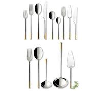 Villeroy & Boch Ella Servizio di Posate per 12 persone, 113 Pezzi, Acciaio, Applicazione Dorata
