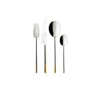 Villeroy & Boch - Ella servizio tavola 24 pz., esclusivo servizio di posate con applicazioni d’oro in foglie per 6 persone, parzialmente dorato, lavabile in lavastoviglie