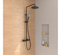 Villeroy & Boch Embrace colonna doccia con termostatico, soffione doccia Ø 230 mm, TVS108011000K5, Embrace nero opaco [Rubinetteria Bagno > Colonne Doccia]