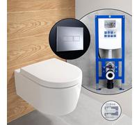 Villeroy & Boch Embrace set completo WC sospeso con elemento incasso neeos,, 5C24R0R1+16601CR#SET, Embrace bianco [WC > WC con Elementi Incasso]