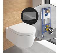 Villeroy & Boch Embrace WC a parete, SET completo, con elemento incasso e placca di azionamento ViConnect 200G, 5C24R0R1+922400RA#SET, Embrace bianco [WC > WC]
