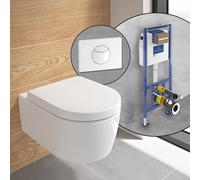 Villeroy & Boch Embrace WC sospeso, SET completo, con elemento incasso e placca di azionamento ViConnect 100S, 5C24R0R1+92248568#SET, Embrace bianco [WC > WC con Elementi Incasso]