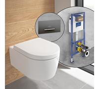Villeroy & Boch Embrace WC sospeso, SET completo, con elemento incasso e placca di azionamento ViConnect 300S, 5C24R0R1+922169D8#SET, Embrace bianco [WC > WC con Elementi Incasso]