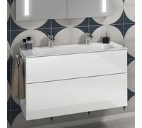 Lavabo armadio Villeroy e Boch Finion 4164C1 1200x500mm, senza sfioratore, 2 fori per rubinetti, colorazione: Bianco Ceramicaplus