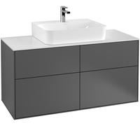 Villeroy & Boch Finion meuble sous lavabo, 4 tiroirs, avec éclairage, 1200x603x501mm, Glass White Matt, G13100GK, G13100GK, Colorazione: Antracite opaco