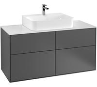Villeroy & Boch Finion meuble sous lavabo, 4 tiroirs, avec éclairage, 1200x603x501mm, Glass White Matt, G13100HB, G13100HB, Colorazione: peonia