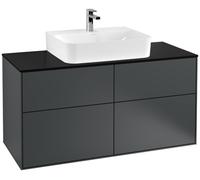 Villeroy & Boch Finion meuble sous lavabo, 4 tiroirs, avec éclairage, 1200x603x501mm, Glass White Matt, G13200HG, G13200HG, Colorazione: Lacca opaca blu notte