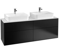 Villeroy & Boch Finion meuble sous lavabo, avec éclairage, pour 2 vasques, 1600x603x501mm, Glass White Matt, G18100PD, G18100PD, Colorazione: Laccato nero opaco opaco