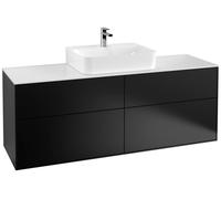 Villeroy & Boch Finion meuble sous lavabo, lavabo au centre, 1600x603x501mm, Glass White Matt, F19100PD, F19100PD, Colorazione: Laccato nero opaco opaco