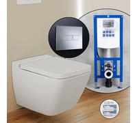 Villeroy & Boch Finion set completo WC sospeso con elemento incasso neeos,, 4664R0RW+16601CR#SET, Finion stone white [WC > WC con Elementi Incasso]