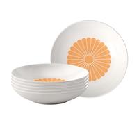 Villeroy & Boch Fleur Soleil - Set di 6 ciotole per pasta, pasta, ciotole e insalate, piatti fondi, piatti piani, lavabili in lavastoviglie e a prova di microonde, porcellana premium, giallo
