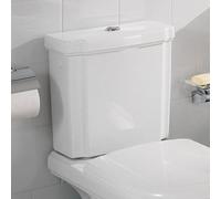 Réservoir de chasse Villeroy & Boch Hommage blanc avec CeramicPlus, bouton économique en acier inoxydable, 772116R1, 772116R1