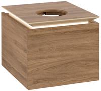 Villeroy & Boch Legato meuble sous lavabo, 1 tiroir, lavabo au centre, 450x380x500mm, éclairage LED, B565L0RH, B565L0RH, Colorazione: Quercia del Kansas
