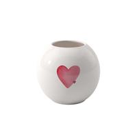 Villeroy & Boch Like. by with Love Vaso, ca. 13 x 13 x 11,5 cm, Bianco con Decorazione acquerellata Rossa, Lavabile in lavastoviglie, Motivo a Cuore, Vaso Decorativo bombato, Porcellana Premium