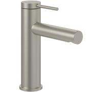 Villeroy & Boch Loop & Friends rubinetteria lavabo senza piletta di scarico, miscelatore lavabo a risparmio idrico, altezza bocca di erogazione 106mm, rotondo, nichel spazzolato opaco