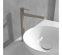 Villeroy & Boch Loop & Friends rubinetto lavabo con corpo del rubinetto rialzato, TVW10610615364, Loop & Friends nichel spazzolato [Rubinetteria Bagno > Rubinetteria Lavabo]
