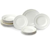 Villeroy & Boch Manoir - Servizio da tavola da 18 pezzi, piatti e ciotole, in porcellana di alta qualità, made in Germany, colore: bianco
