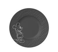 Villeroy & Boch Manufacture Rock - Mickey Mouse - Piatto da dessert/colazione, nero, lavabile in lavastoviglie e utilizzabile nel microonde, effetto ardesia con decoro Disney Topolino