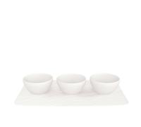 Villeroy & Boch Manufacture Rock Blank Ciotola da Immersione, 4 Pezzi, Porcellana Premium, Blanc