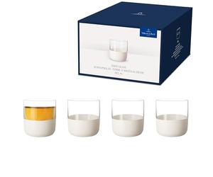 Villeroy & Boch - Manufacture Rock blanc Set di bicchieri da shot, 4 pezzi. Set di bicchieri per liquori e grappe, 40 ml, Cristallo, Effetto ardesia bianca opaca