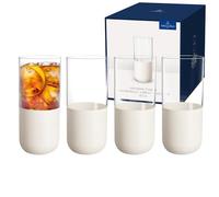 Villeroy & Boch - Manufacture Rock blanc Set di bicchieri long drink, 4 pezzi. Set di bicchieri per cocktail e mocktail, 300 ml, Cristallo, Effetto ardesia bianca opaca