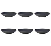 Villeroy & Boch MANUFACTURE ROCK Set Di 6 Piatti Fondi Nero Grigio Porcellana
