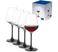 Villeroy & Boch - Manufacture Rock, set di bicchieri da vino rosso, 4 pezzi, 380 ml, cristallo, trasparente,nero