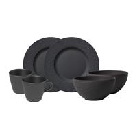 Villeroy & Boch - Manufacture set da colazione, 6 pz., set di stoviglie per 2 persone, porcellana Premium, nero