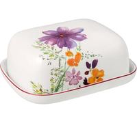 Villeroy & Boch - Mariefleur Basic burriera con coperchio, multicolore, lavabile in lavastoviglie, utilizzabile nel microonde, piatto per burro, disegno floreale, porcellana Premium