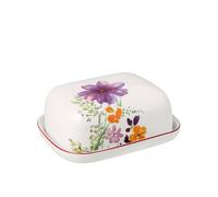 Villeroy & Boch - Mariefleur Basic burriera con coperchio, multicolore, lavabile in lavastoviglie, utilizzabile nel microonde, piatto per burro, disegno floreale, porcellana Premium