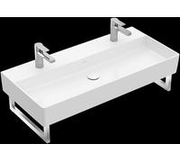 Villeroy & Boch Memento 2.0 lavabo mural, 2 trous pour robinet, avec trop-plein, non poncé, 1000x470mm, 4A22A4RW, 4A22A4RW, Colorazione: Bianco pietra ceramicaPiù